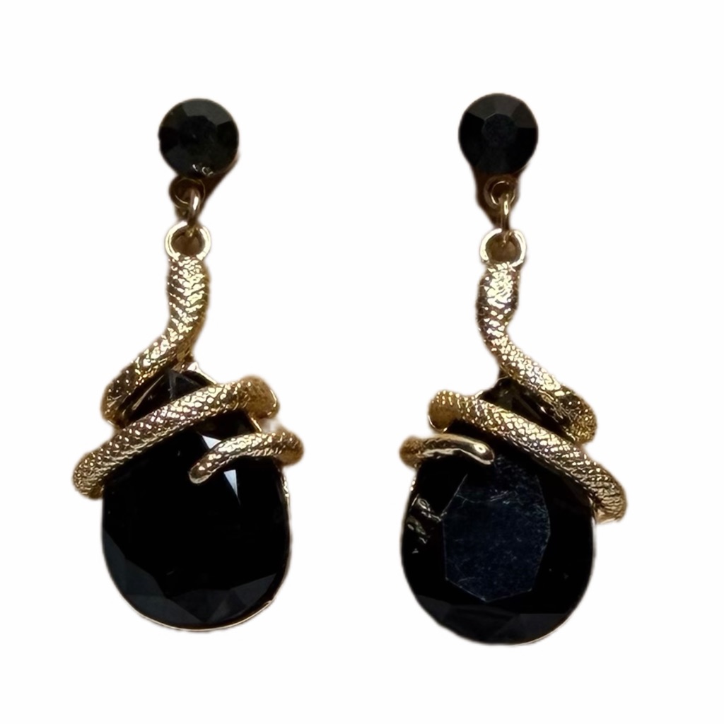 Snake Earrings With Black Costume Jewelry